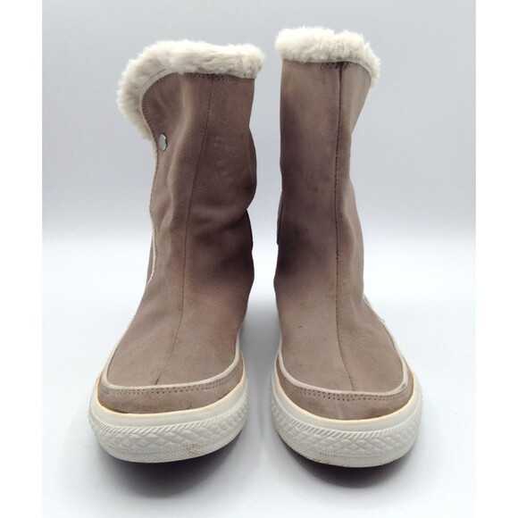 Converse All-Star Chuck Taylor Boots Wn 10 Beige Beverly Suede Faux Fur Platform - Picture 8 of 14